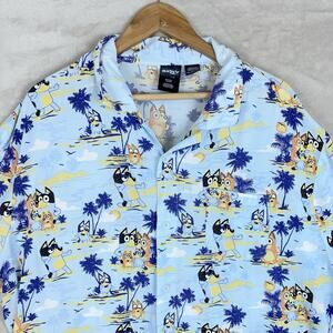 Bluey Hawaiian Aloha Short Sleeve Shirt Men's 3XL 52" Party Fun Cartoon